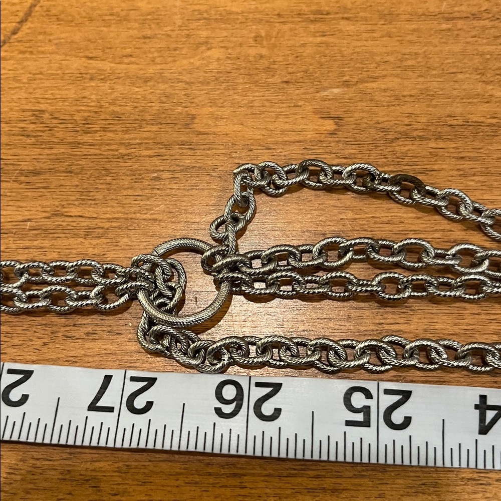 Vintage Silver Tone Scalloped Chain Link Filigree Belt Adjustable - Picture 11 of 14
